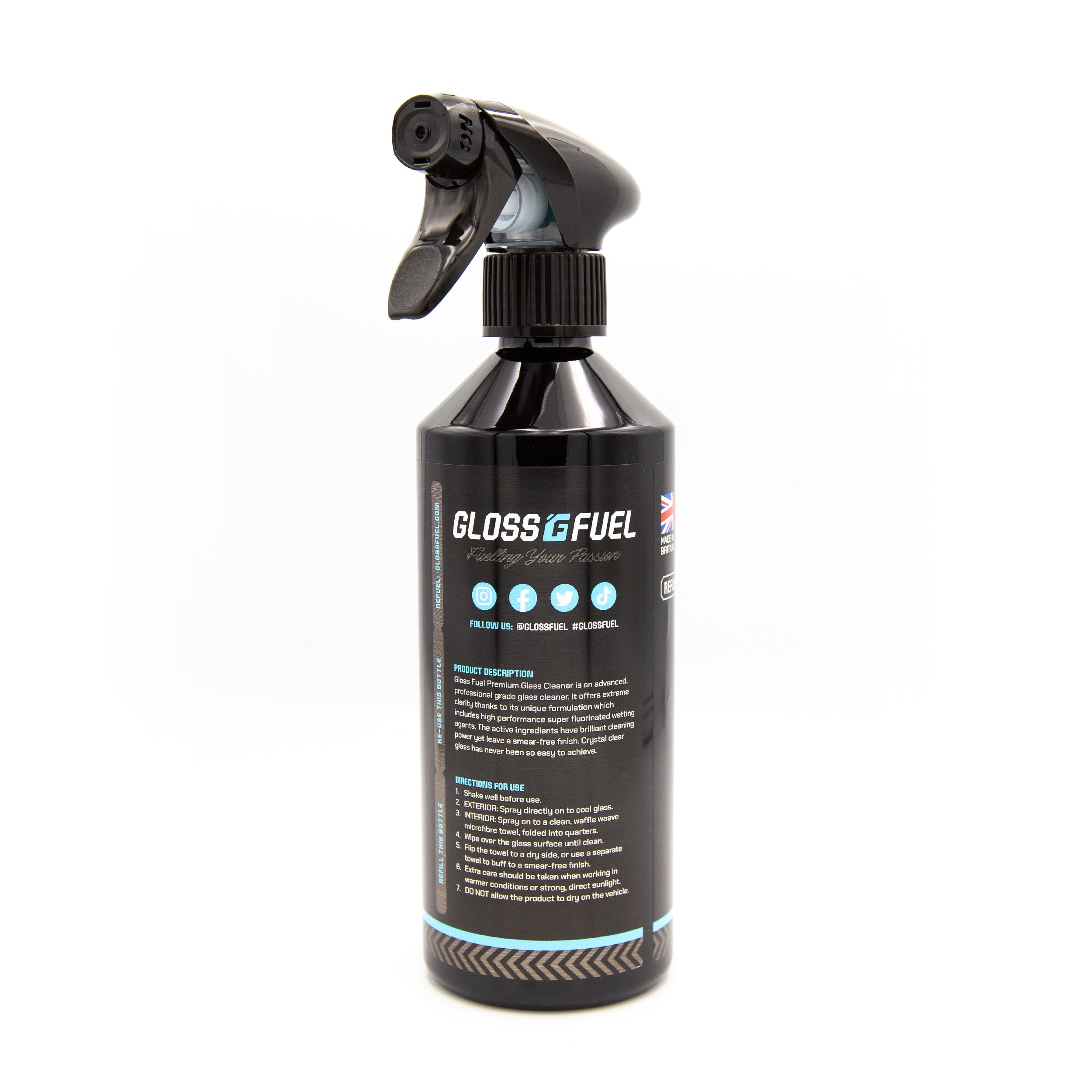 Gloss Fuel Premium Glass Cleaner - 500ml Trigger Spray Bottle