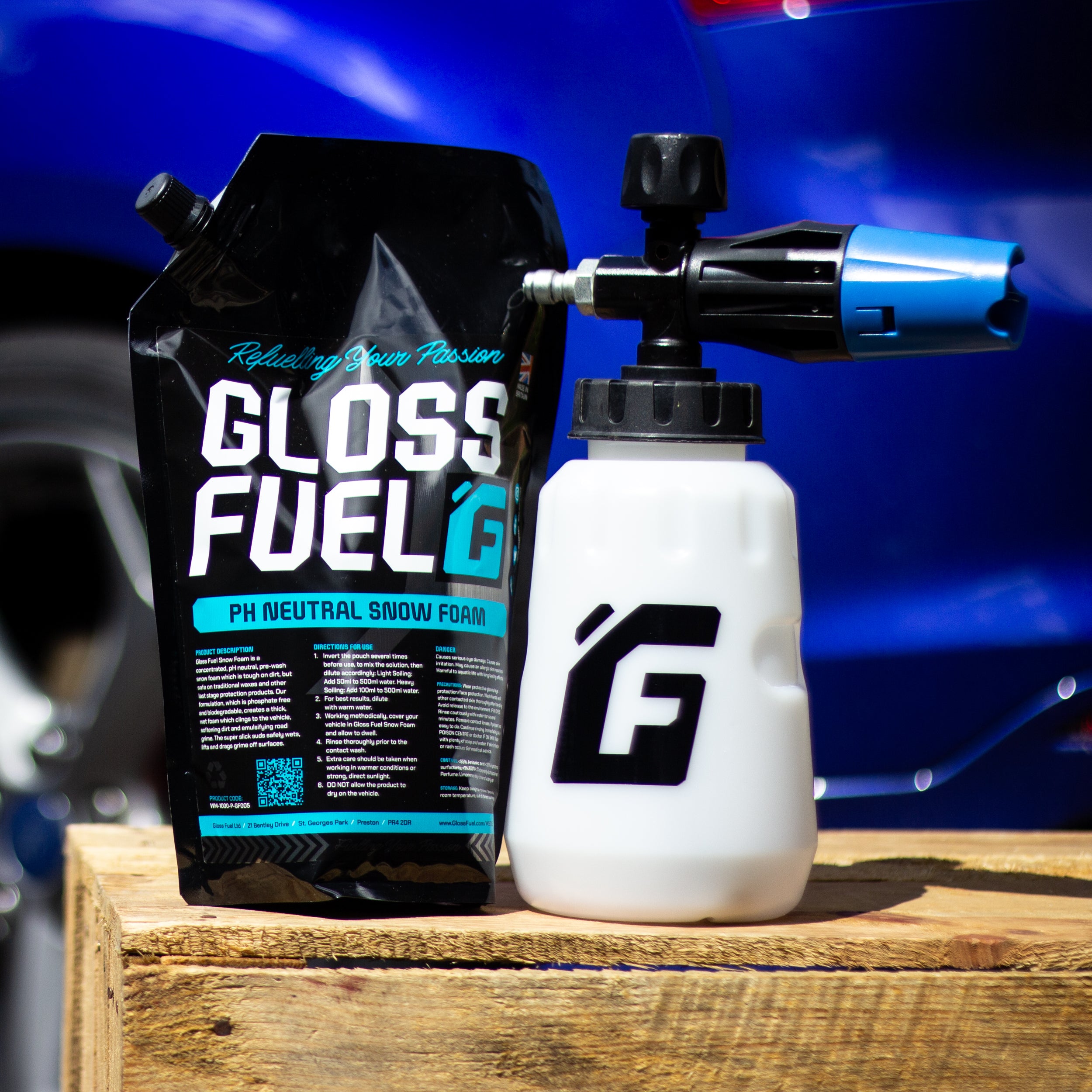 Gloss Fuel pH Neutral Snow Foam 1 Litre Refuel Pack and Snow Foam Cannon