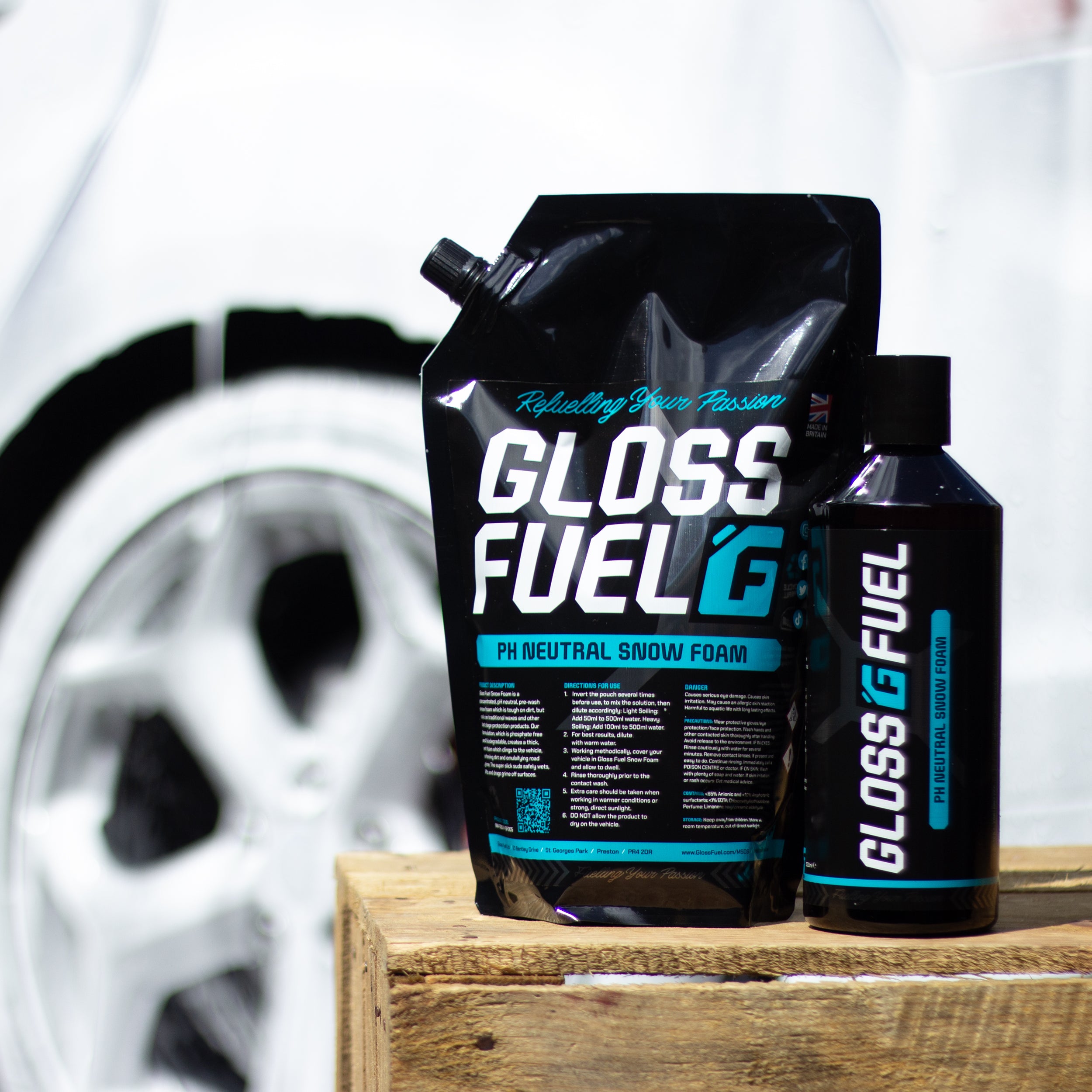 Gloss Fuel pH Neutral Snow Foam 1 Litre Refuel Pack and 500ml Bottle